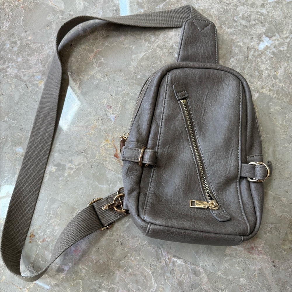 Women’s Taupe Vegan Leather Sling Bag